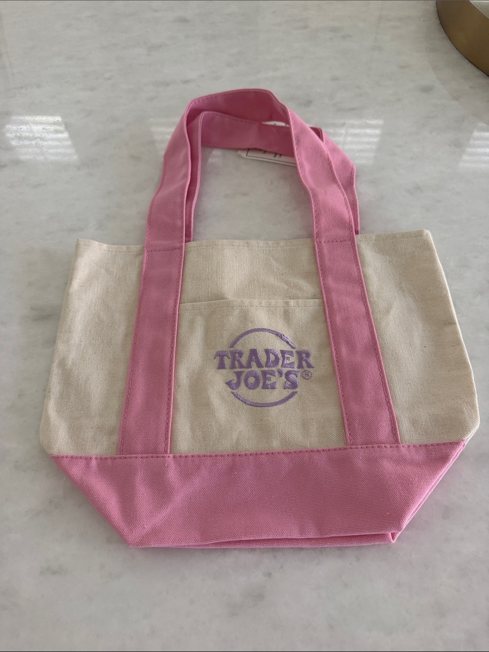 Trader Joe's Pink & Cream Canvas Tote